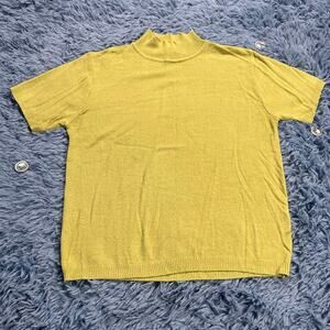 VINTAGE Mock Neck Short Sleeve Top Size Medium Women’s Retro Green 90s